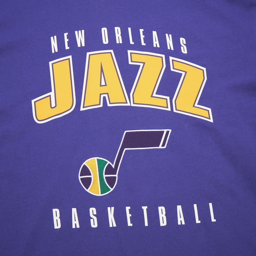 Футболка Mitchell & Ness Purple New Orleans Jazz Hardwood Classics Retro Logo V-Neck T-Shirt