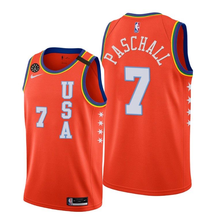 Баскетбольная джерси 2020 GSW Eric Paschall #7 NBA Rising Star USA Team Orange