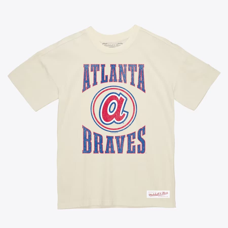 Футболка Mitchell & Ness Cream Atlanta Braves Arched Logo Slub T-Shirt
