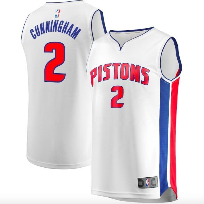 Баскетбольная джерси 2022-23 Detroit Pistons #2 Cade Cunningham Fast Break Association White Jersey