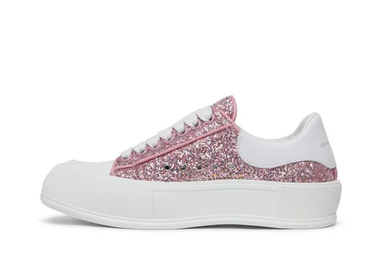 Кроссовки Alexander McQueen Wmns Deck Plimsoll Low 'Rose Gold Reflective Glitter'