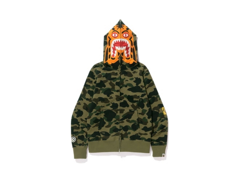 Худи BAPE 1st Camo Tiger Full Zip Hoodie Green