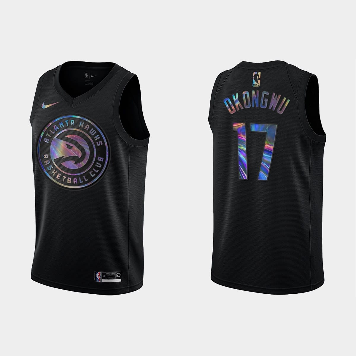 Баскетбольная джерси 2021 Atlanta Hawks #17 Onyeka Okongwu Holographic Black Jersey