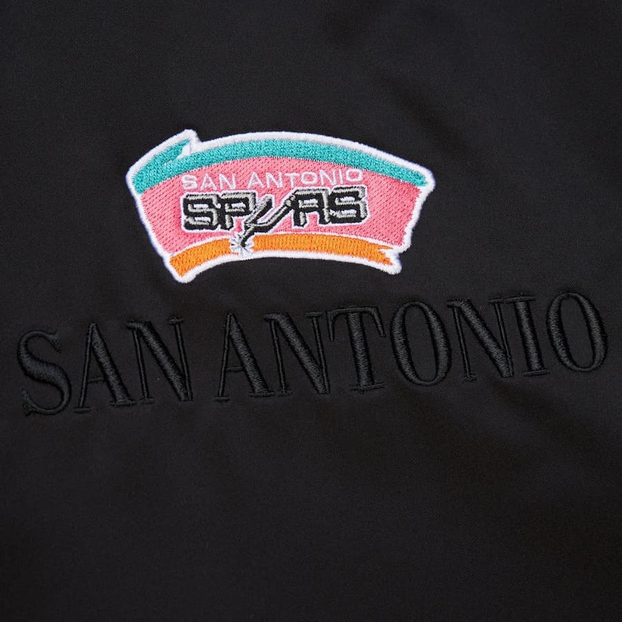 Бомбер Mitchell & Ness Black San Antonio Spurs Team OG 3.0 Satin Full Snap Jacket