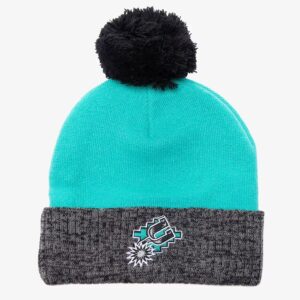 Mitchell-Ness-Turquoise-Gray-San-Antonio-Spurs-Hardwood-Classics-Two-Tone-Cuffed-Knit-Hat-with-Pom-300x300