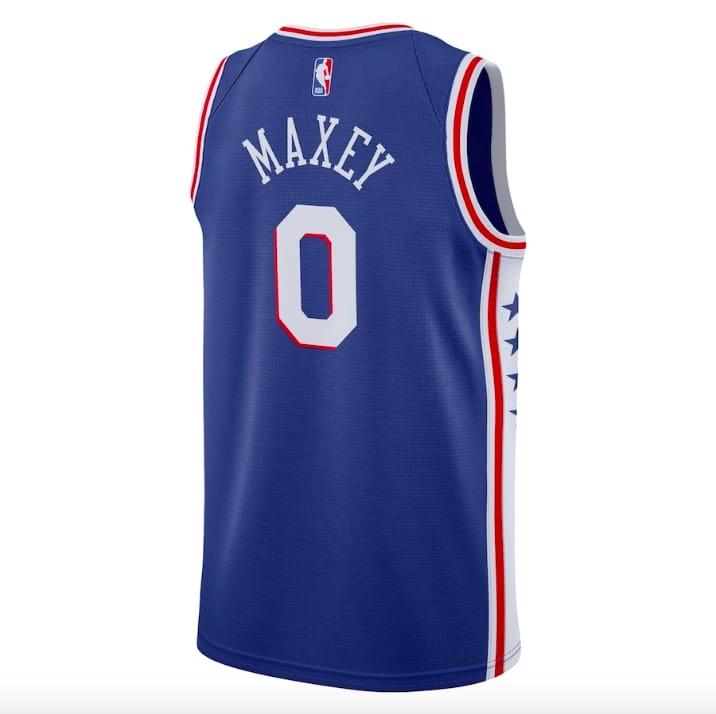 Баскетбольная джерси 2022-23 Philadelphia 76ers #0 Tyrese Maxey Swingman Icon Royal Jersey