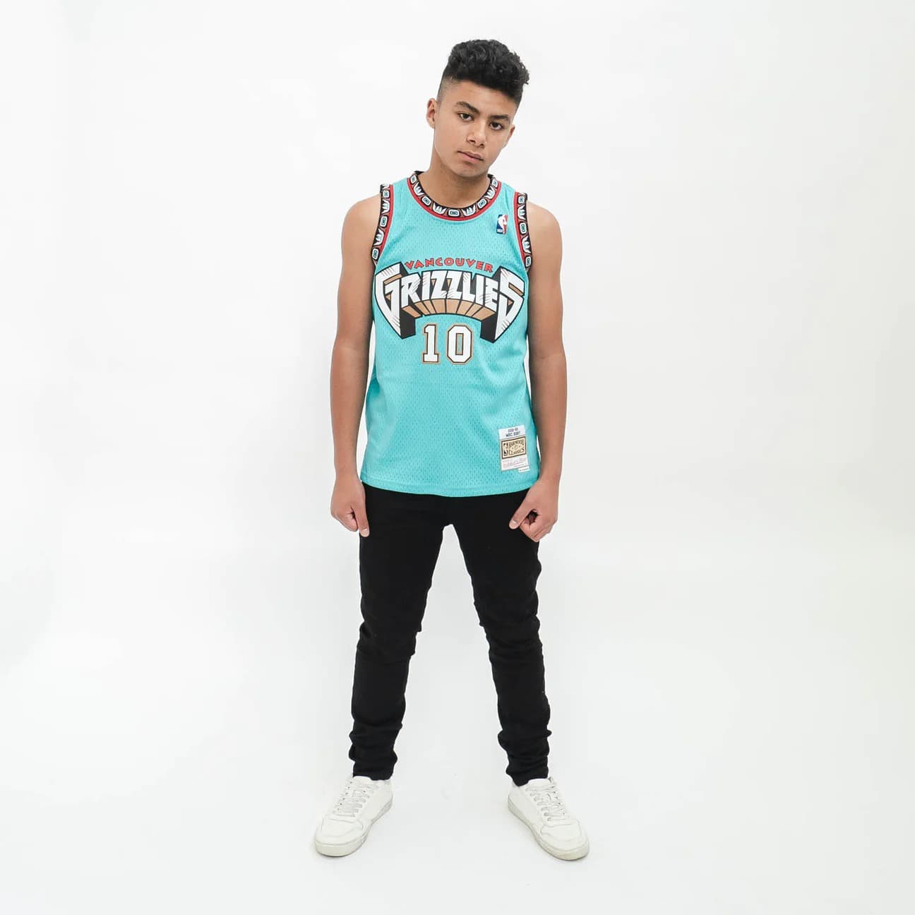 1998-99-Vancouver-Grizzlies-Mike-Bibby-10-Youth-Swingman-Hardwood-Classics-Teal-Jersey-10