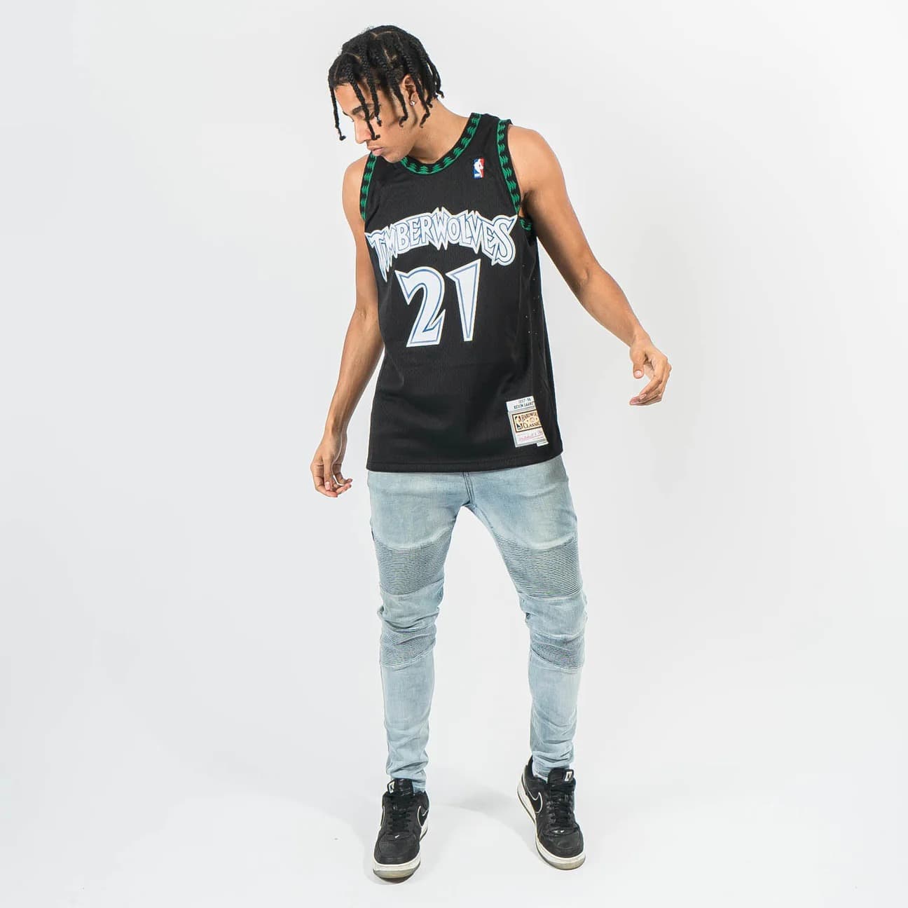 Баскетбольная джерси 1997-98 Minnesota Timberwolves Kevin Garnett  #21 Swingman Hardwood Classics Black Jersey