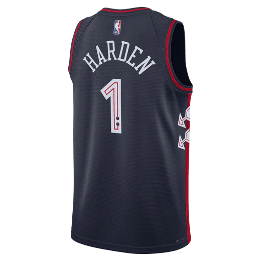 Баскетбольная джерси 2023-24 Philadelphia 76ers James Harden #1 Swingman City Edition Navy Jersey