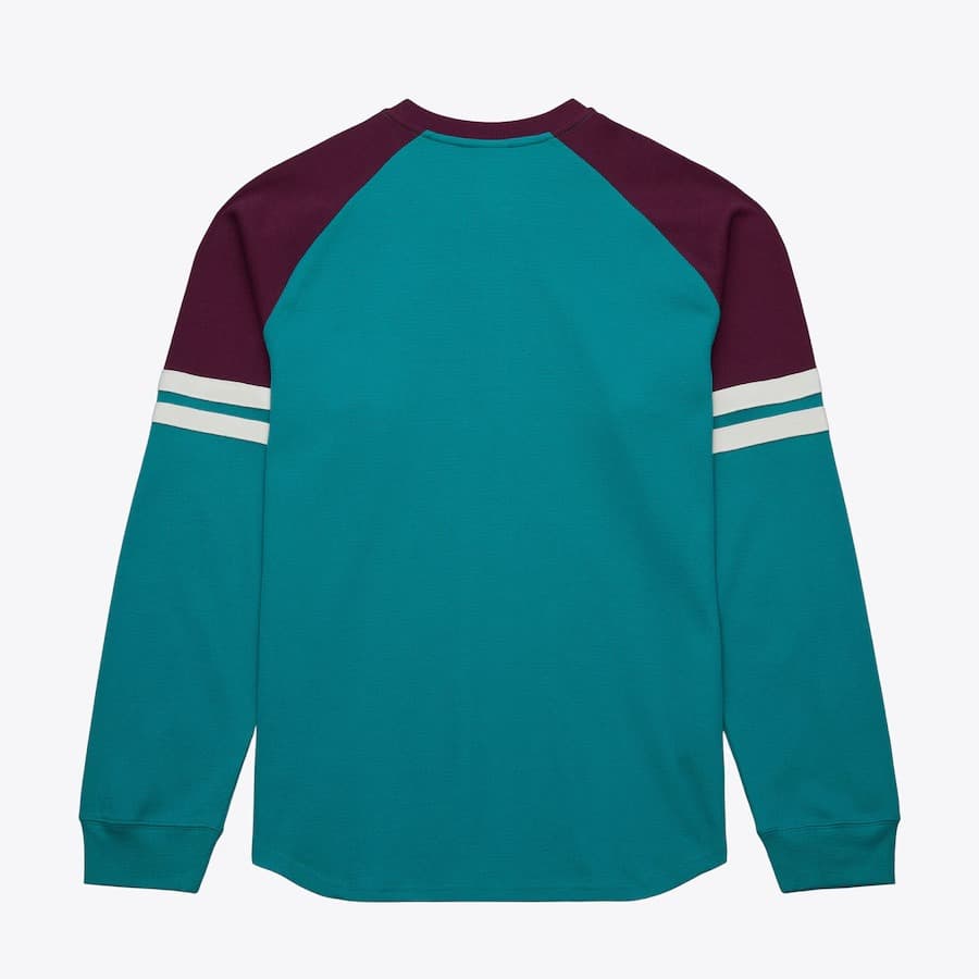 Лонгслив Mitchell & Ness Teal Anaheim Ducks Vintage Logo Thermal Henley Top