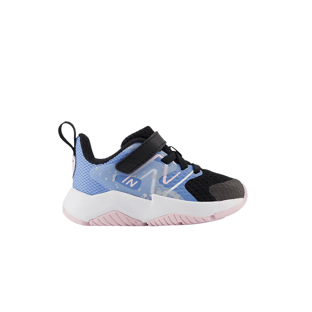 Кроссовки New Balance Rave Run v2 Bungee Lace Top Strap Toddler 'Black Blue Laguna Paint Splatter'