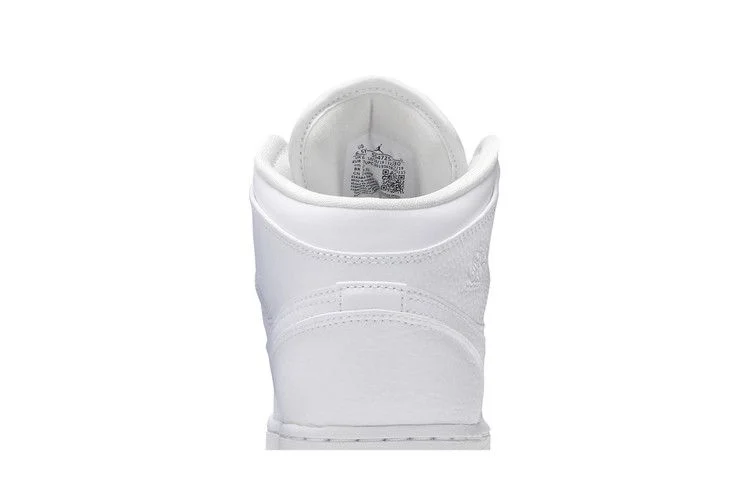 Кроссовки Air Jordan 1 Mid GS 'Triple White Tumbled Leather' 2020